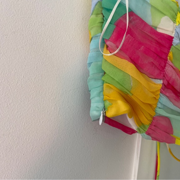 Zara Multi Coloured gathered ruched printed top - Size Large - Picture 5 of 5